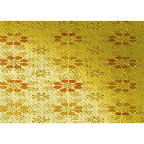Ahgly Company Indoor Rectangle Patterned Bright Gold Yellow Area Rugs, 7' x 9'