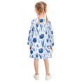 thumbnail image 3 of Girls' long-sleeved dress Flowers Blue Girls' A-line dress with ribbed cuffs Soft and comfortable, 3 of 6