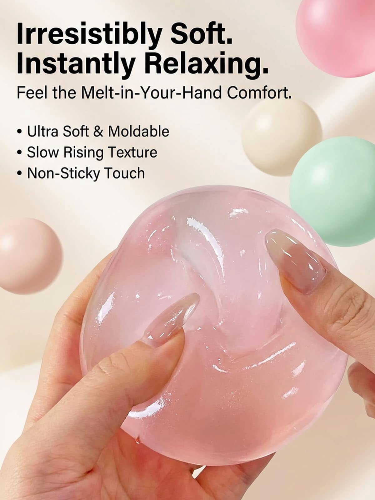 Coconut Oil Stress Ball Crunchy Oil Squishy Crunchy Squishy Moldable Sand Stressball Fidget Squishies Handmade Relief Balls Slow Rising No Air Soft Squeeze Focus Sensory Reusable