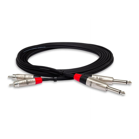 Hosa HPR-005X2 Pro Stereo Interconnect Dual REAN 1/4 in TS to RCA 5 ft