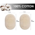 thumbnail image 2 of TreeWool (Set of 2) Cotton Bath Rugs with Crochet Border, Reversible Oval (21" x 34" & 17" x 24", Beige), 2 of 7