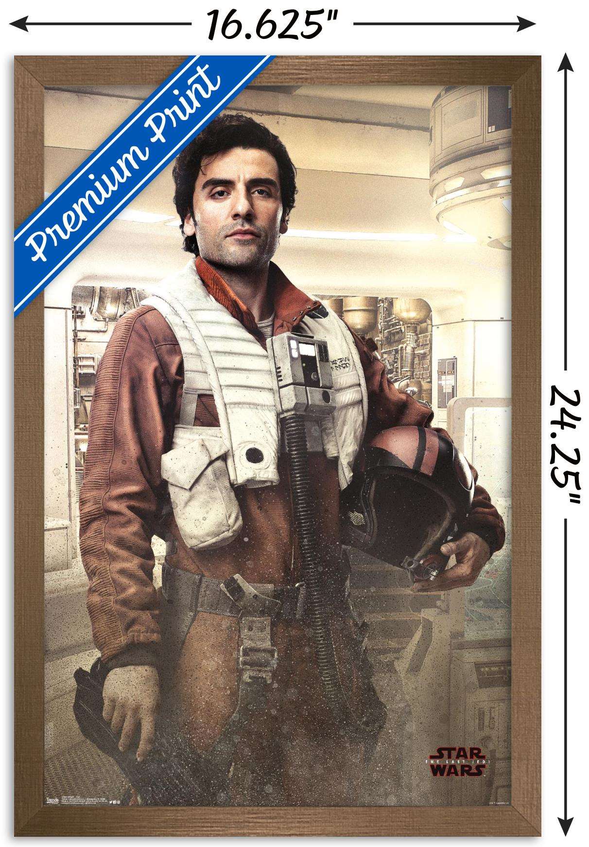Star Wars: The Last Jedi - Poe Wall Poster, 14.725" x 22.375", Framed