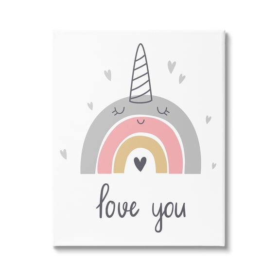Stupell Industries Love You Unicorn Rainbow Fairy Tales & Fantasy Painting Gallery Wrapped Canvas Print Wall Art, 16 x 20