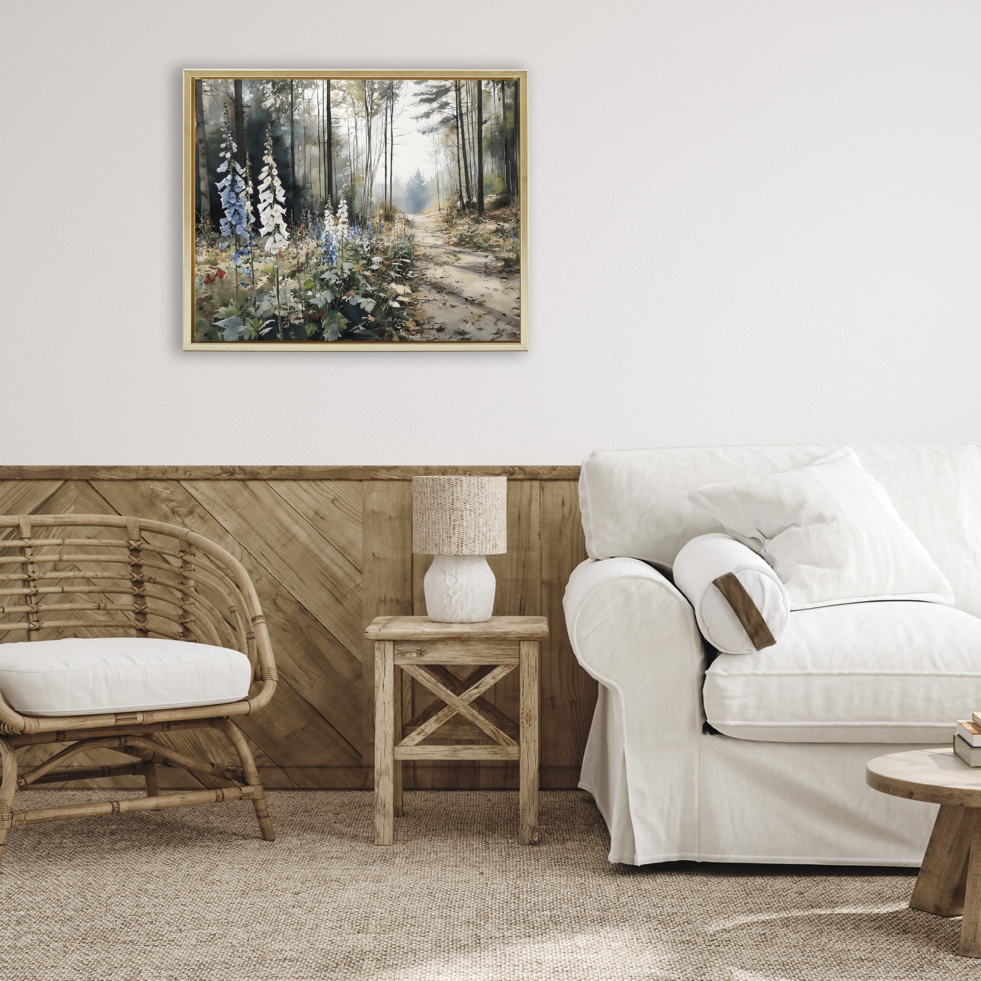 Stupell Industries Foxglove Path Sunlit Woods Gold Framed Floater Canvas Wall Art, design by Franklyn Gregory