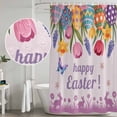 thumbnail image 5 of Easter Eggs Shower Curtain, Waterproof Shower Curtains for Bathroom, Purple Tulip Flower Spring Bunny Butterfly Floral Washable Fabric Bathtub Curtain Set Bath Decor with 12 Hooks 48"x72", 5 of 8