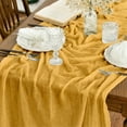 thumbnail image 6 of Smile 6PCS Yellow Cheesecloth Table Runner 31 x 118 Inch Rustic Gauze Boho Chair Sashes for Bridal Shower Wedding Party Catering Home Decoration Supplies, 6 of 6