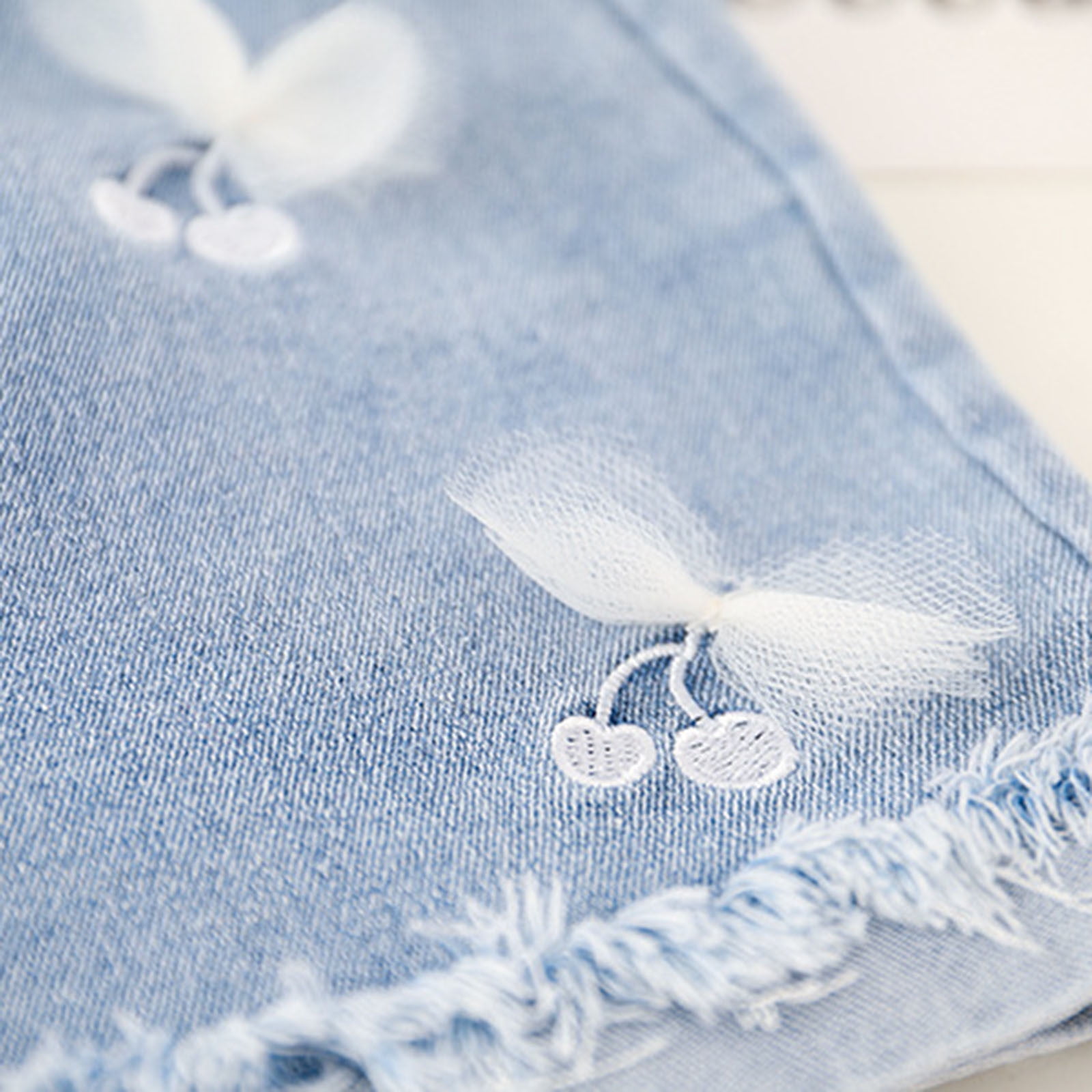 Utlike Girls 2 Pcs Outfits Set Toddler Summer Flying Sleeves Easter Cute Bunny Bow Applique T-Shirts Tops Denim Shorts Set Girl'S Cheap Clothing Set Size 2-3 Years