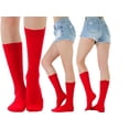 thumbnail image 4 of ToBeInStyle Pack of 3 Unisex Colorful One Size Fits Most Dress Crew Socks - Red, 4 of 8