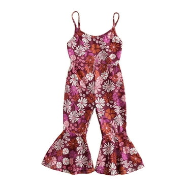Canrulo Toddler Baby Girls Summer Sleeveless Romper Knitted Floral Strap Ribbed Flare Jumpsuit Casual Clothes Purple 12-18 Months