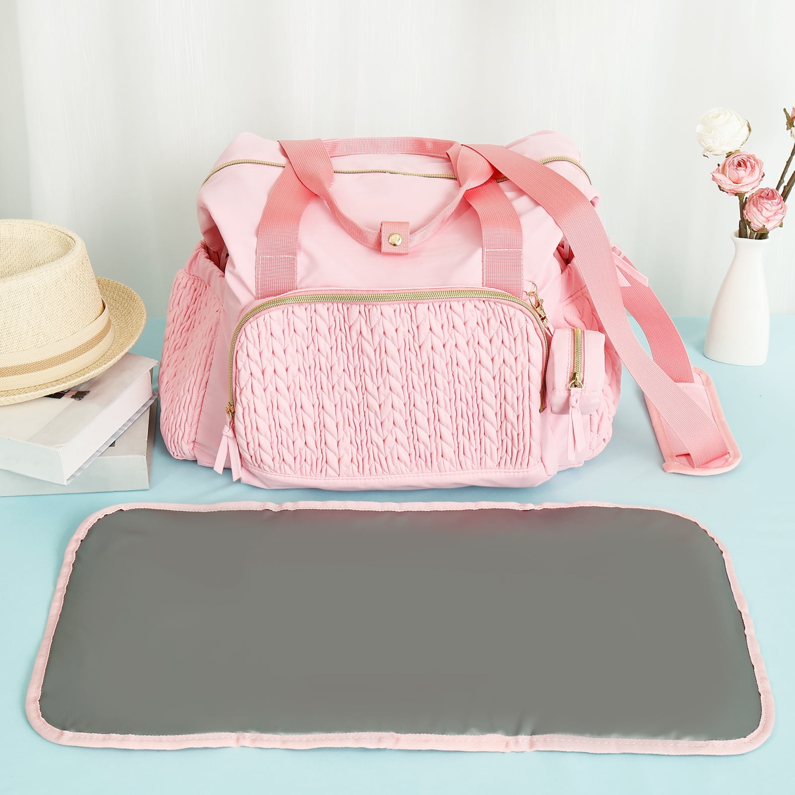 Diaper Bag Tote Sturdy Kids Diapers Bag Versatile Traveling Diaper Bags Portable Baby Bag with Pacifier Case Easy to Clean Mom Hospital Bag for Babies