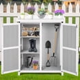 thumbnail image 2 of Studyset Outdoor Potting Bench - Wooden Storage Cabinets with Metal Tabletop Planting Work Benches with Adjustable Shelf Double Doors Garden Work Bench for Backyard Patio Lawn, 2 of 7