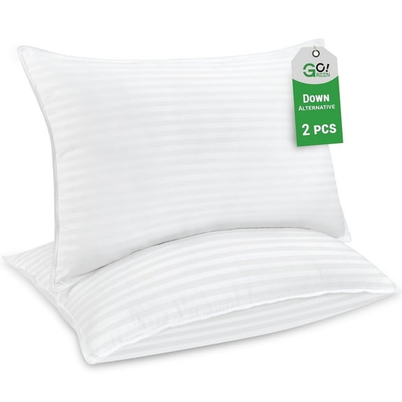 Gogreen 2 Pack Pillows for Bed, Standard Size Pillows Insert for Side and Back Sleepers, Soft Down Alternative Microfiber Filled Extra Firm Pillows, 20 x 26 Inches