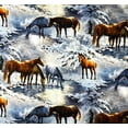 thumbnail image 2 of 1/2 Yard - Horses & Pony Snowy Scene Cotton Fabric (Great for Quilting, Sewing, Craft Projects, Throw Pillows & More) 1/2 Yard X 44" Wide, 2 of 2