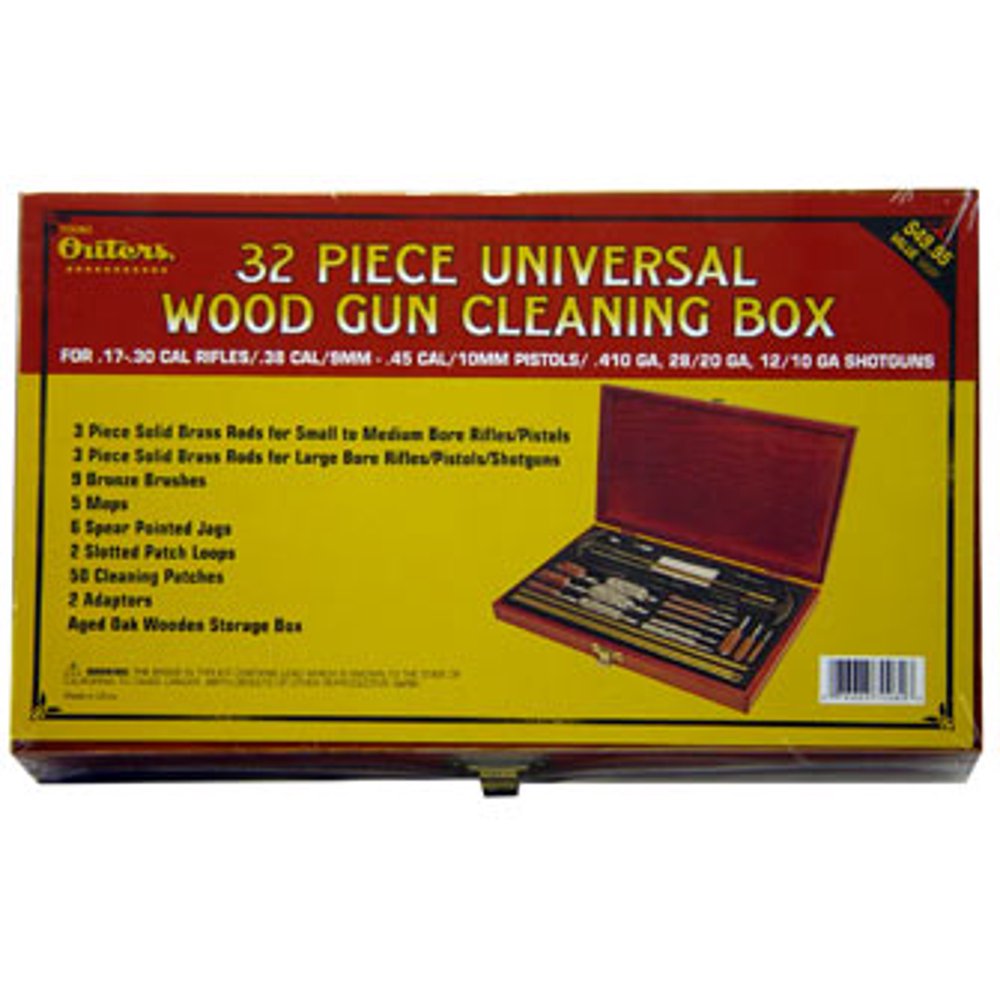 Outers Cleaning Kit for Universal Gun Cleaning, 32Piece, Wood Box