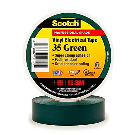 3M Super 35 Green Electrical Tape, 3/4'' X 66' (1 per pack)