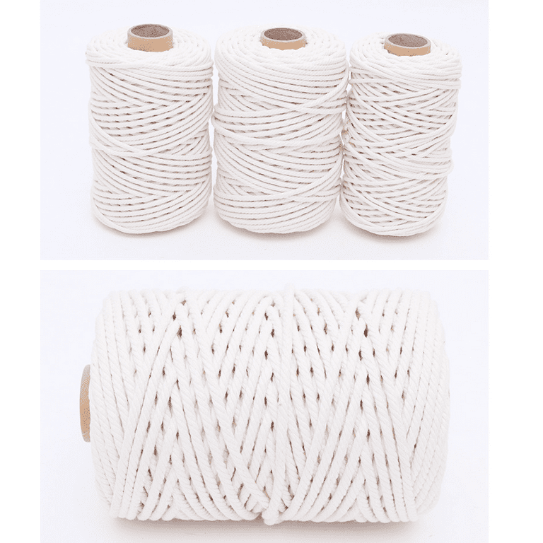 KINJOEK 328 FT 1/4 Inch Natural Cotton Rope White Craft