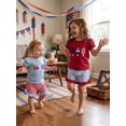 thumbnail image 6 of BemeyourBBs Kids Toddler Baby Girl 4th of July Outfit Patriot Independence Day Outfits Little Baby Girl Summer Clothes Ice Cream Embroidery Puff Short Sleeve T Shirt Tops and Plaid Shorts Set, 6 of 9