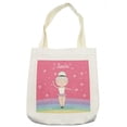thumbnail image 1 of Retro Tote Bag, Hand Drawn Little Ballerina Girl Doing Pique Turns on a Rainbow Colored Stage, Cloth Linen Reusable Bag for Shopping Books Beach and More, 16.5" X 14", Cream, by Ambesonne, 1 of 2