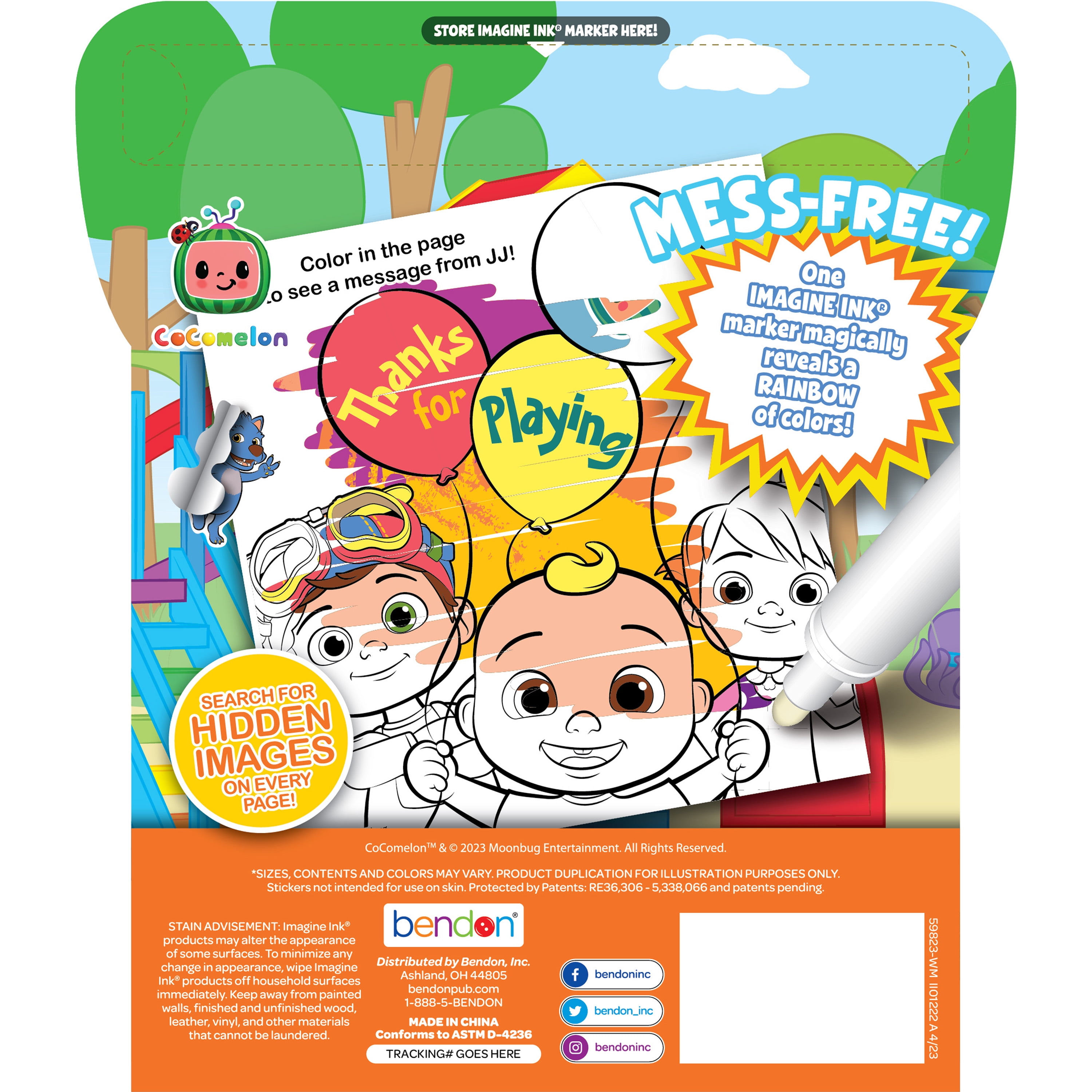 CoComelon 12-Page Imagine Ink Coloring Pad with Imagine Ink Stickers and Mess Free Marker; Paperback Children's Book