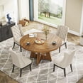 thumbnail image 2 of Tribesigns 47-Inch Round Dining Table for 4, Farmhouse Kitchen Table with Stylish Base & Wood Finish, Rustic Dinner Table for Dining Room, Home, Restaurant (Wood), 2 of 5