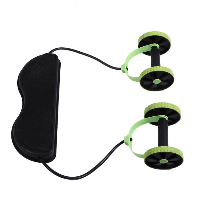 Abdominal Power Roll Rueda doble Cuerpo completo Adelgazamiento Fitness Deporte Entrenamiento Entrenador (Negro + Verde)
