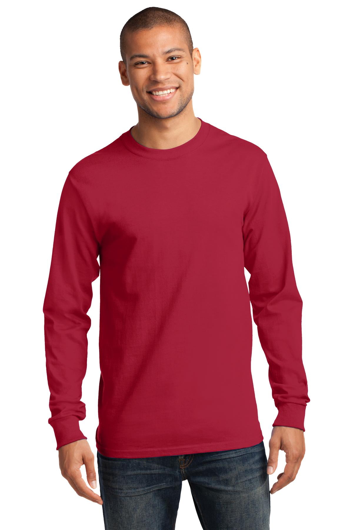 Port & Company PC61LS Mens Long Sleeve Essential Tees, Sangria