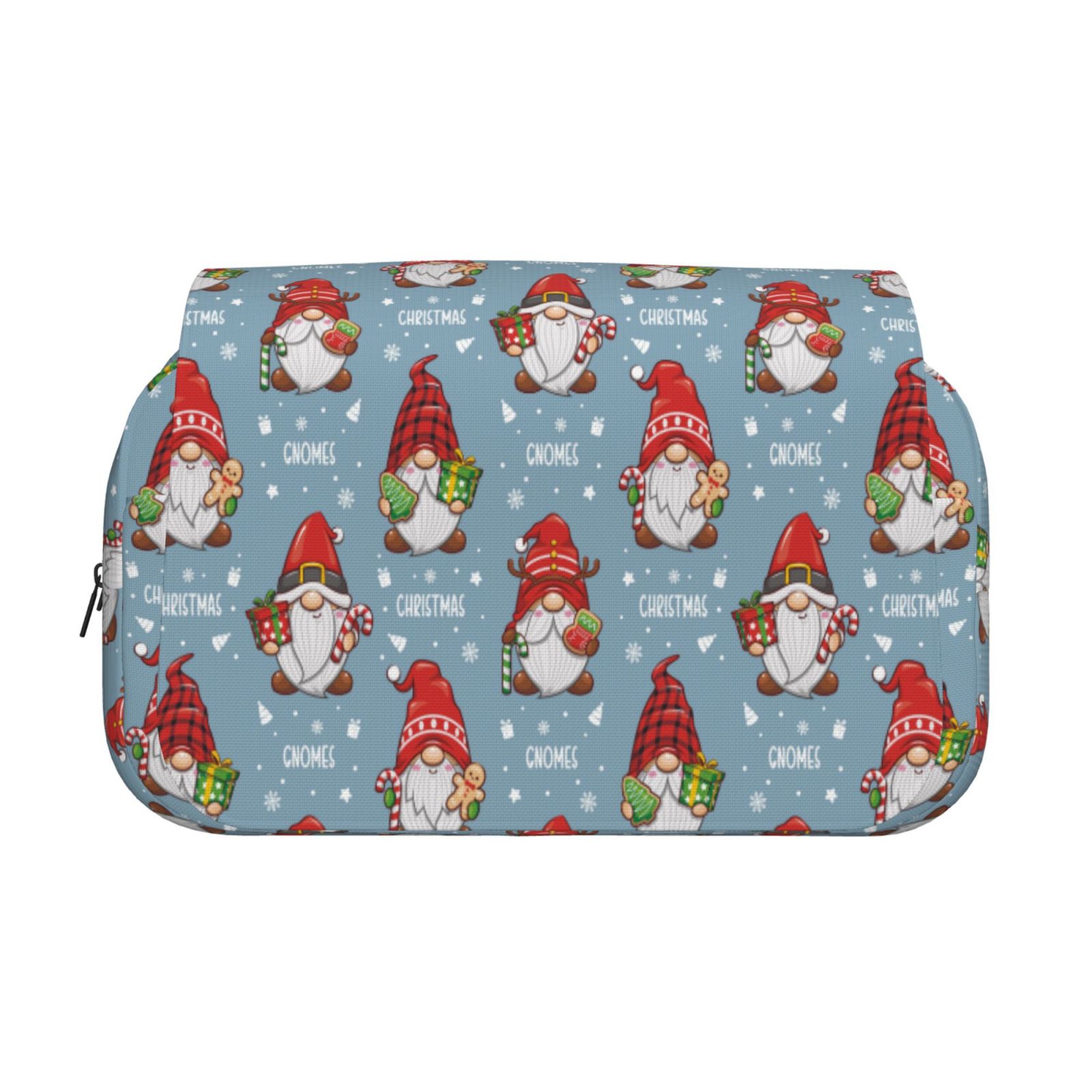 Rateoe Snowflake Christmas gnome Pattern Double Clamshell Pen Case, Storage Organizer with Two Zipper Compartments– Holds Up to 50 Pencils & Pens