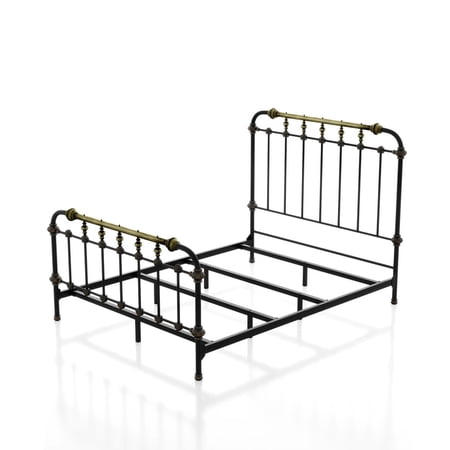 Transitional Style Antique Black 1pc Twin Size Bed Hand-brushed Antique Gold Accents Bedroom Furniture