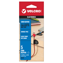 VELCRO Brand Cord Keepers | Soft Nylon Cable Clips Organize Wires in Home, Office, Desk or Nightstand | Removable Adhesive Back Holds Secure, Removes Clean | 5pk, Black