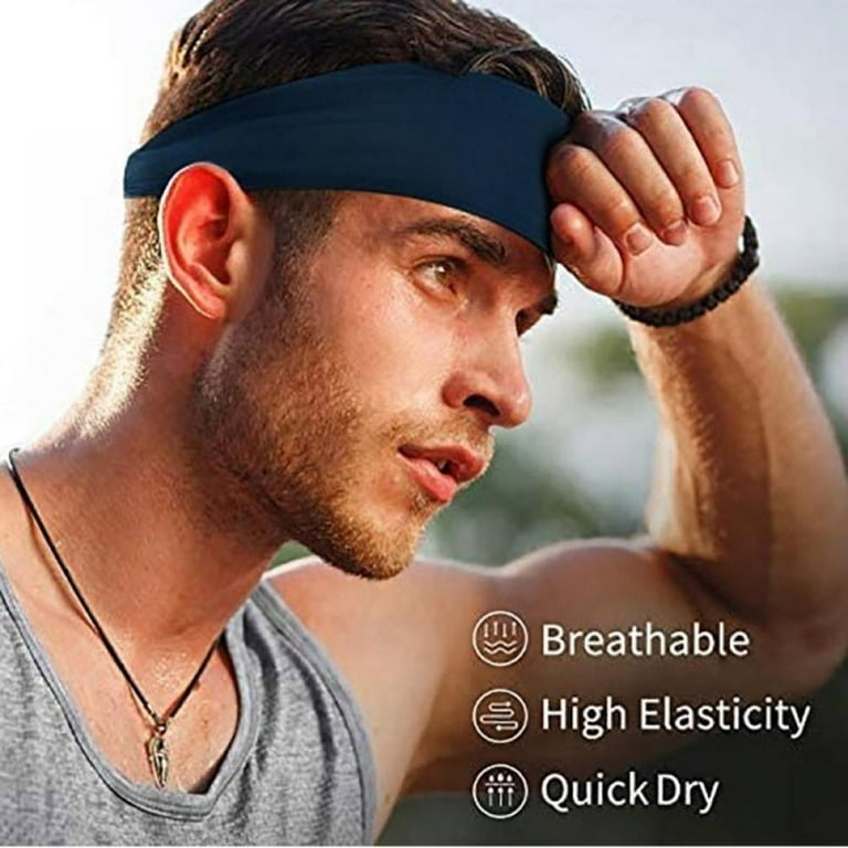 Moisture Training Men Workout 2 for Cycling Sweatbands Unisex Pack for Hair Head Wicking Sport Non-Slip Band Running Athletic Headbands Bands