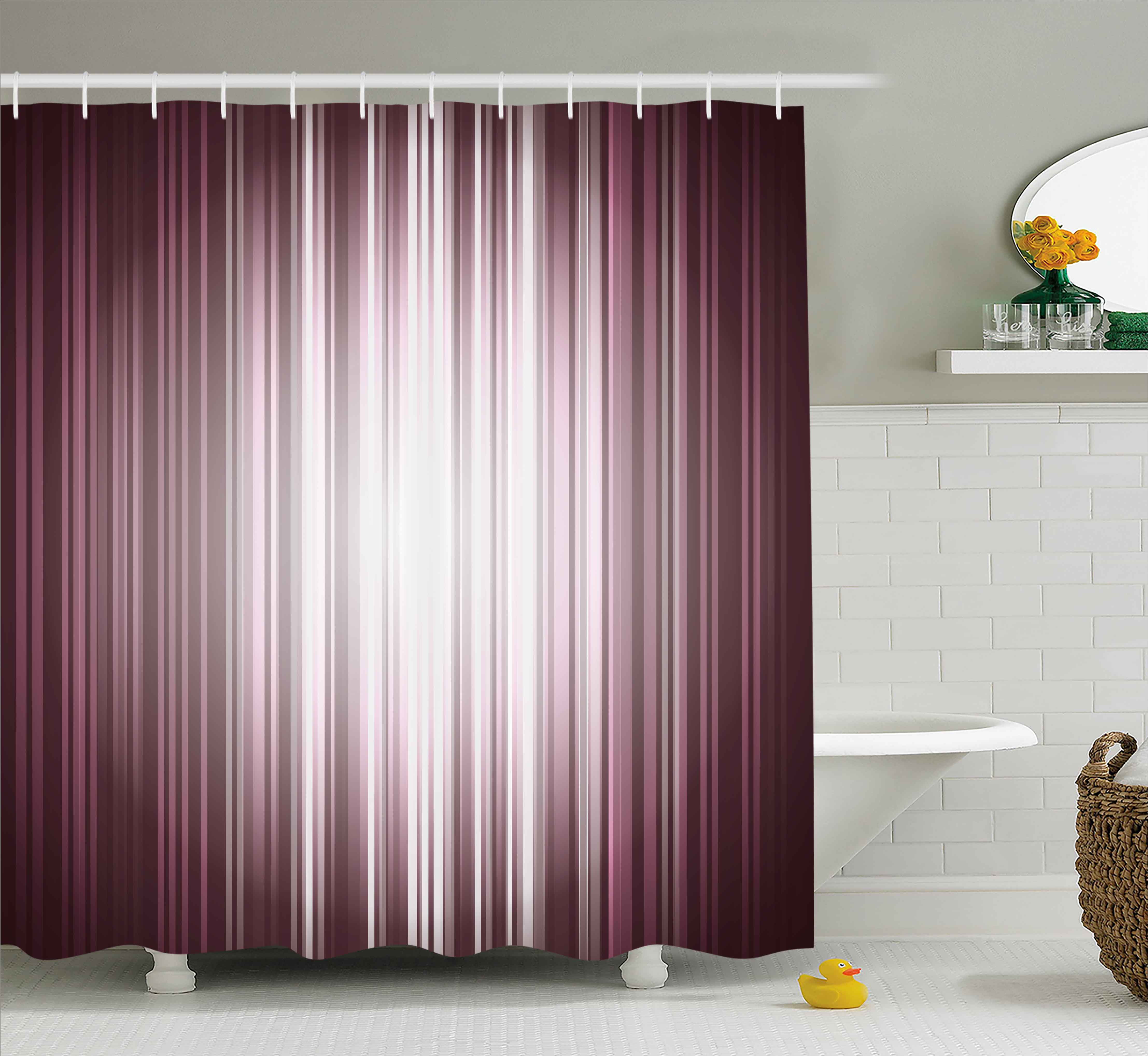 Purple Shower Curtain, Futuristic Digital Style Artistic Stripes and