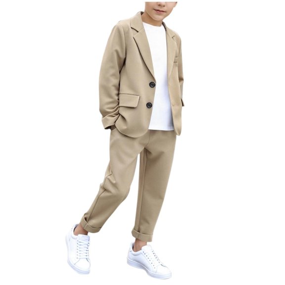 Odeerbi Toddler Boys Formal Dress Suit Notched Lapel Blazer Jacket Suit Pants Summer Outfits Set