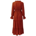 thumbnail image 5 of Casual Dresses for Women Winter Fall Long Sleeve Solid Color Lace Up European American Style Long Dress, 5 of 5