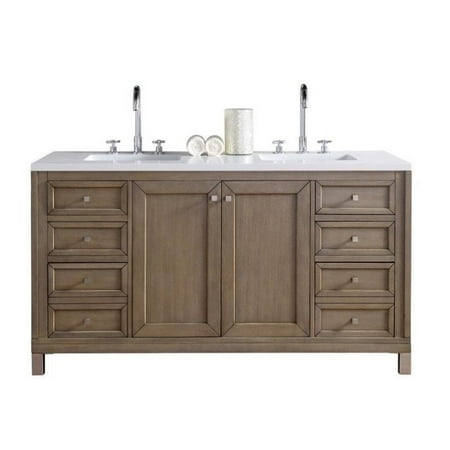 James Martin Chicago 60quot; Double Bathroom Vanity in Walnut4cm Absolute 
