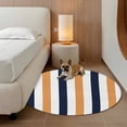 thumbnail image 3 of Orange Navy Blue Striped Round Living Room Rugs 5 ft, Modern Washable Area Rug with Non-Slip Sturdy Edge Binding Round Carpet for Entryway Kitchen Bedroom Bathroom, 3 of 9