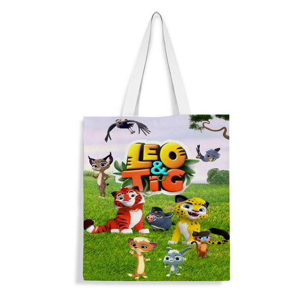 Leo and Tig Bolso de tela con estampado de lienzo para mujer, bolsa de compras reutilizable y estética, con cremallera interior, regalo para mujer,40*40cm.