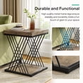thumbnail image 5 of Fnova Modern Square End Table, 2-Tier Narrow Wood Side Table with Storage Shelf, Nightstand with Faux Marble Top and X-Shaped Metal Frame, Easy Assembly, for Living Room, Bedroom, Entryway, 5 of 10