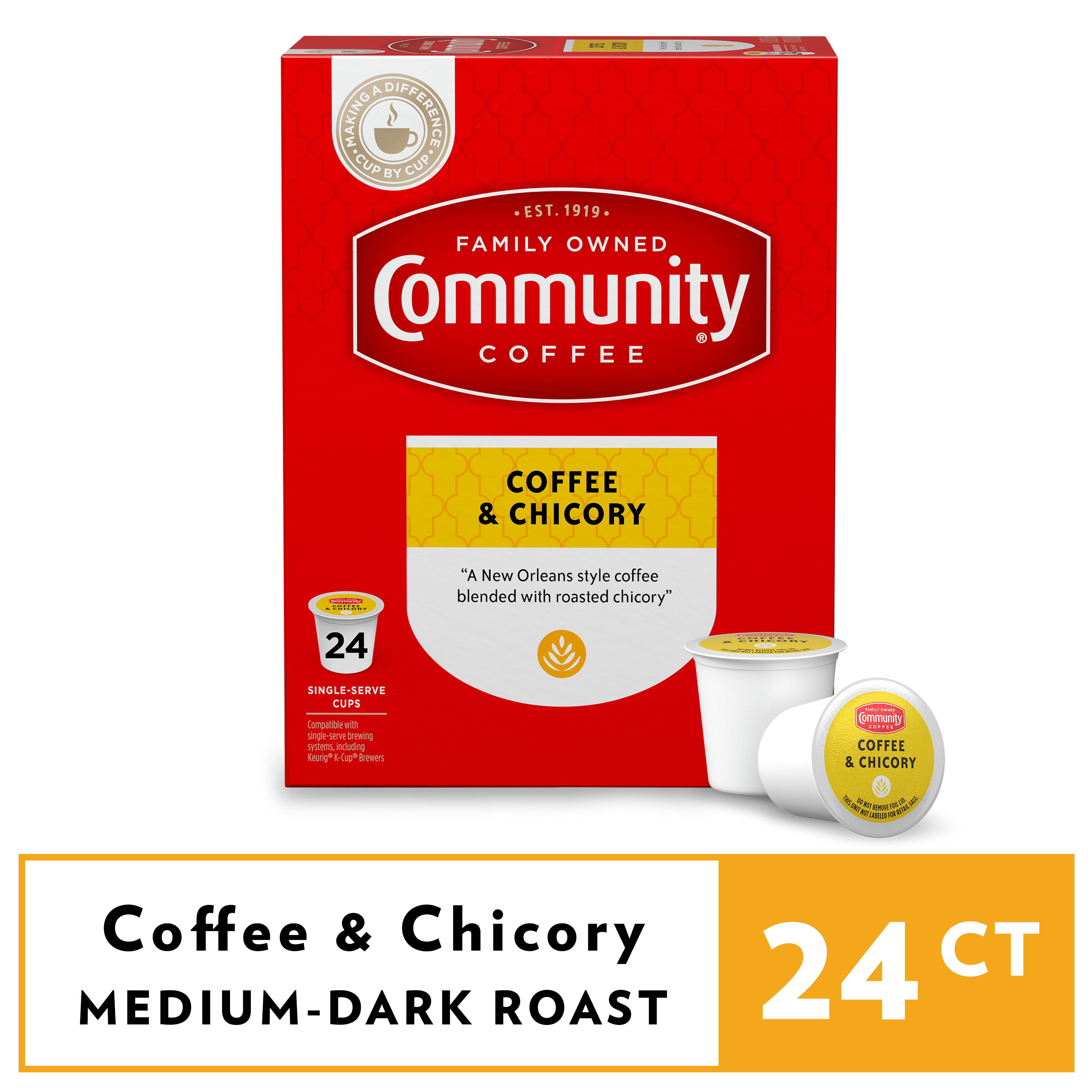 Community Coffee and Chicory Medium Roast Keurig Coffee Pods, 24 Ct