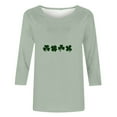 thumbnail image 3 of Felirenzacia Women’s St. Patrick’s Day Undershirt Clover Graphic 3/4 Sleeve Tee Casual Holiday Sweatshirt Top, Multicolor,5XL, 3 of 5