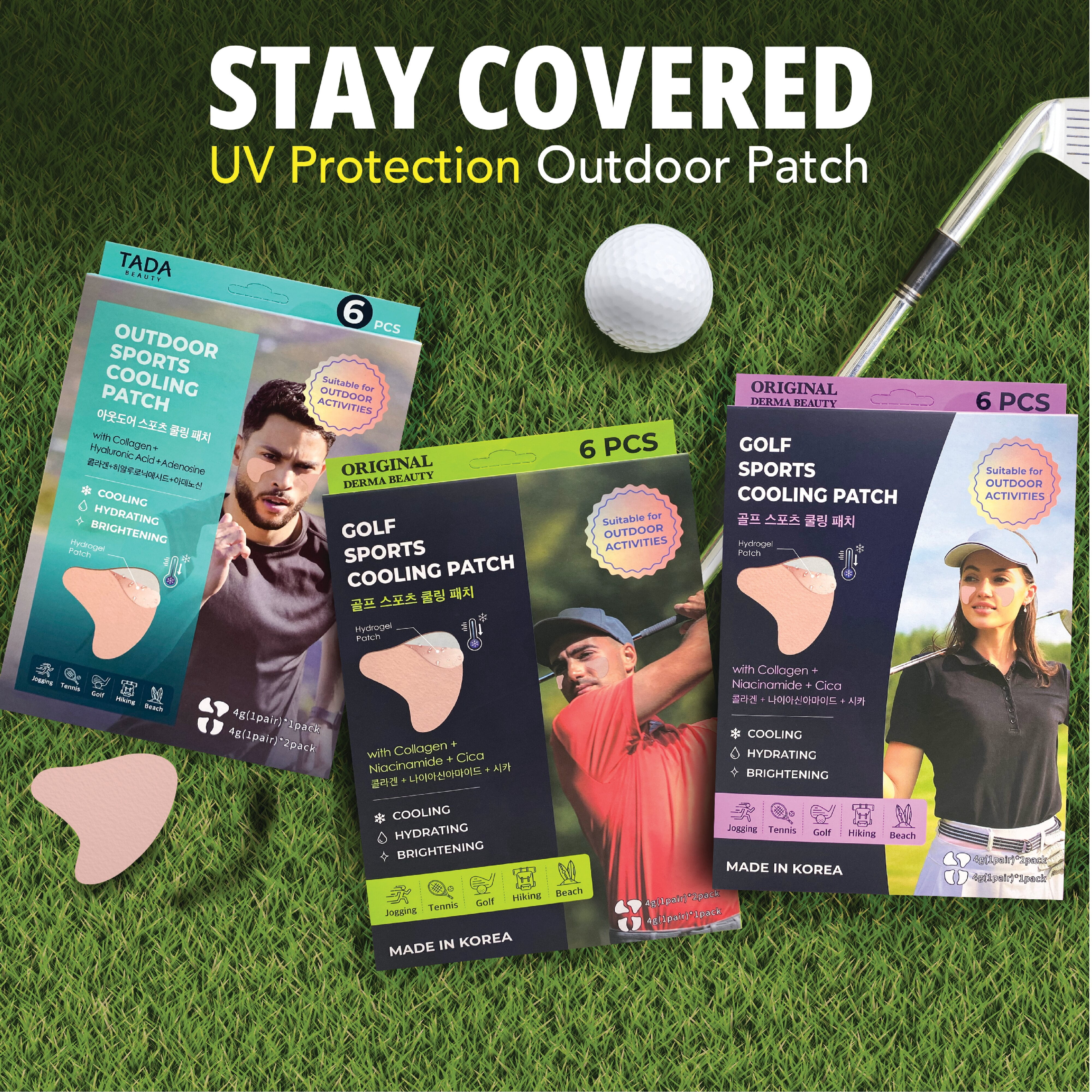ODB Men Sun Patch, Reusable Under Eye UV Protection for Golf, Hiking, Driving, Outdoor Sports | Cooling Sunblock Patches, Scar & Sun Damage Protection