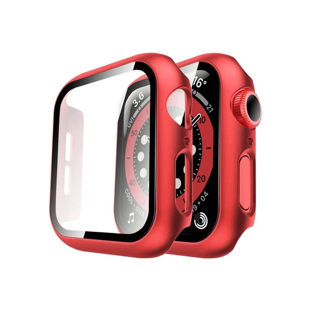 2pcs Fashionable Unisex Black Pc Smart Watch Case 2-in-1 Ultra-thin Tempered Glass Screen Protector Film And Case, Compatible With Apple Watch Cover 38/40/41/42/44/45mm, Compatible With Se/9/8/7/6/5/4