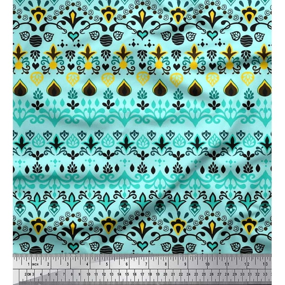 Soimoi Cotton Duck Fabric Paisley & Floral Artistic Print Fabric by The Yard 42 Inch Wide