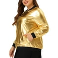 thumbnail image 2 of Women's Plus Size Jacket Bomber Jackets Lightweight with Pockets Zip Up Casual Coat Outwear Golden 4X, 2 of 6