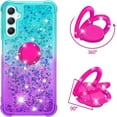 thumbnail image 2 of Clear Case for Samsung Galaxy A24 4G with Kickstand for Girls Women, Liquid Glitter Sparkle Bling Cute Case Gradient Quicksand Cover for Samsung Galaxy A24 4G JB Bluish Violet, 2 of 16