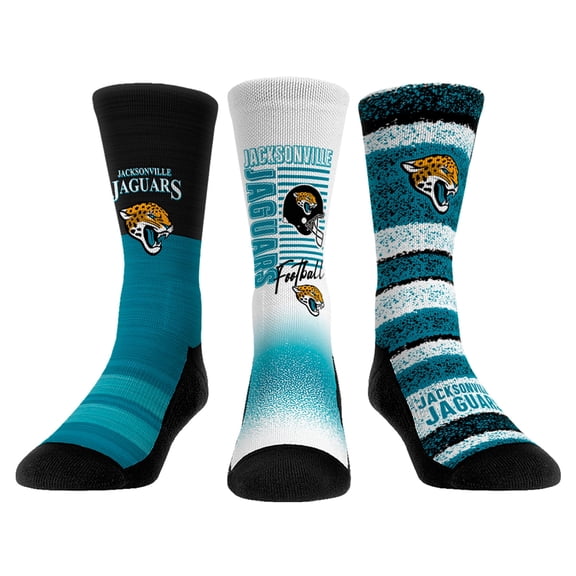 Unisex Rock Em Socks Jacksonville Jaguars Throwback Three-Pack Crew Sock Set