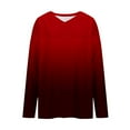 thumbnail image 4 of ZUKMRJPC Plus Size V-Neck T-Shirts for Women Long Sleeve Fashion Gradient Color Tops Fall Casual Loose Fit Lightweight Comfy Basic Tees, 4 of 6