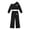 0-Black218, variant on Kiijoy Girls' Outfits Off Shoulder Cropped Sweatshirt Wide Leg Sweatpants Set, Sizes 5-14