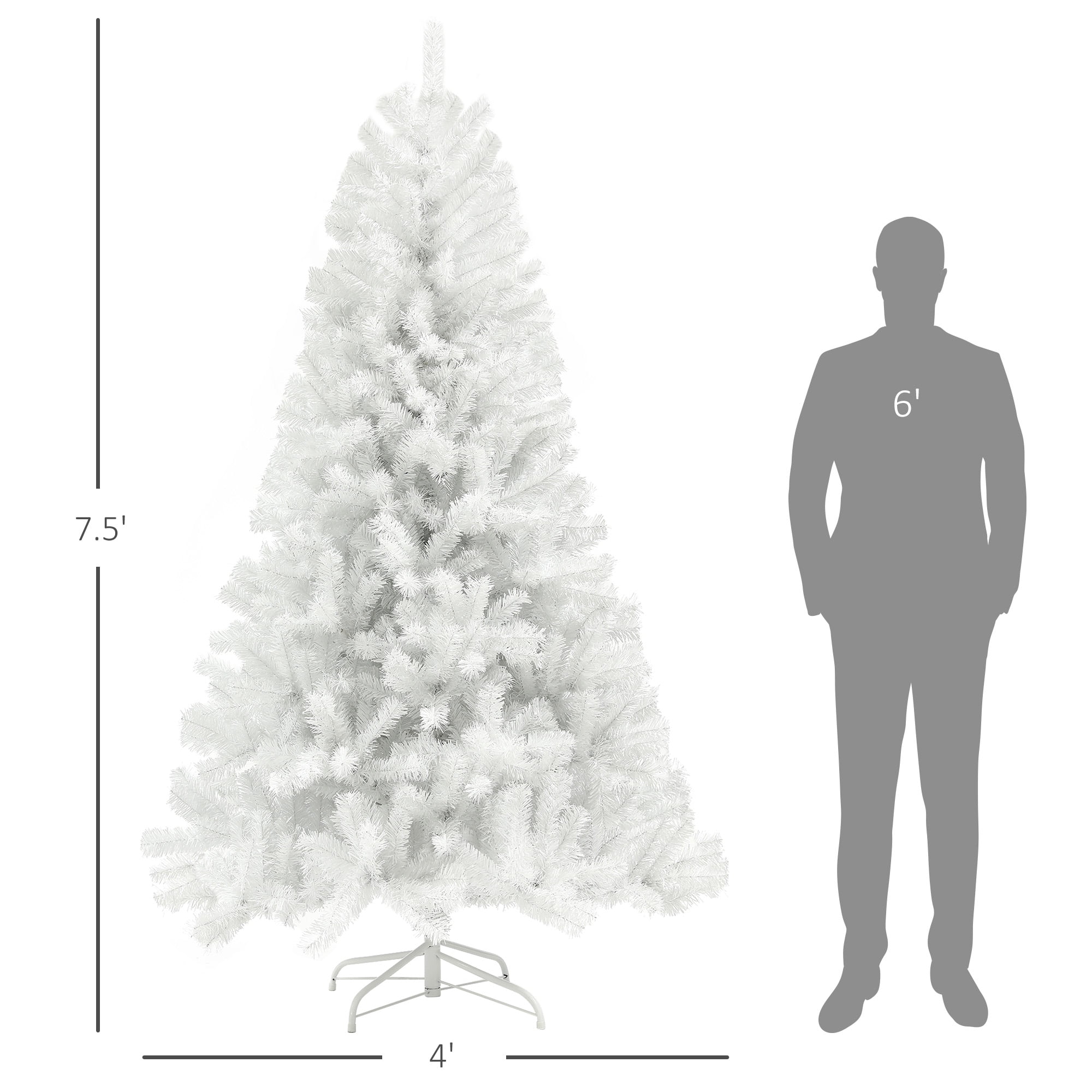 7.5ft Unlit Full Christmas Tree 1346 Tips Auto-Open Branches Flame Retardant Indoor Decor