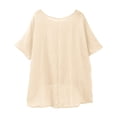 thumbnail image 7 of Cotton Linen Shirts for Women Boho Loose Tunic Blouse Summer 2026 Casual Comfy Crewneck Gauze Tops Beach Shirt, Beige L, 7 of 7