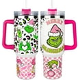 thumbnail image 2 of 40 oz Tumbler with Handle and Straw, Stainless Steel Tumbler with Lid Straw, Car Mug Sports Travel Christmas Gift 40oz Grin-chi Insulated Tumblers (Christmas 17), 2 of 5